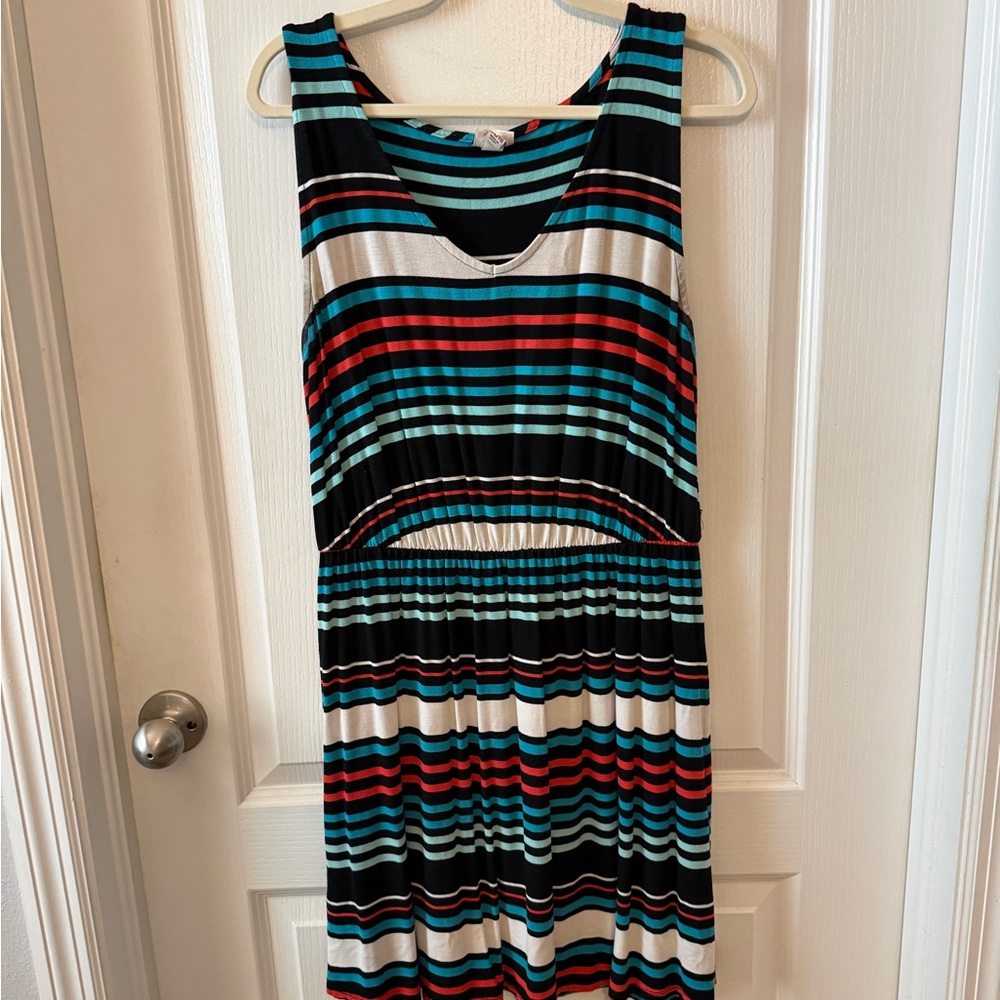 Merona Black and Teal Striped Top